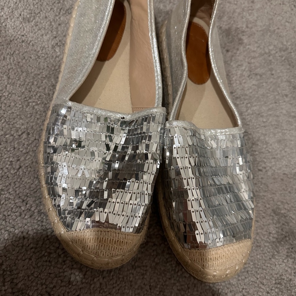 Silver Sequin Espadrille Flats